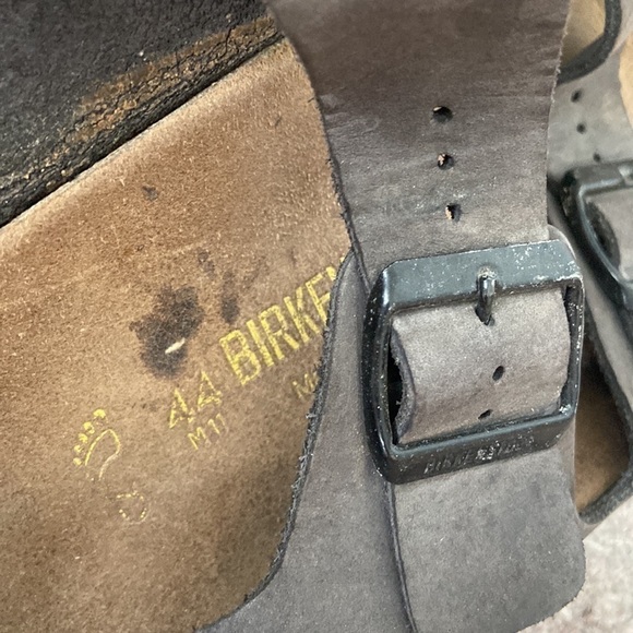 Birkenstock Gray Sandals with Black Buckles